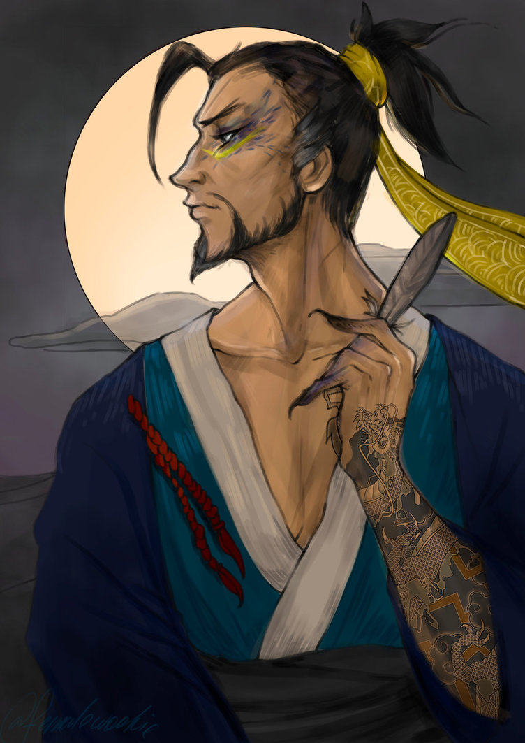 borealisowl:  Dark, Hanzo Shimada, Genji Shimada, Ana Amari / oversleepy: DA, pixivThere