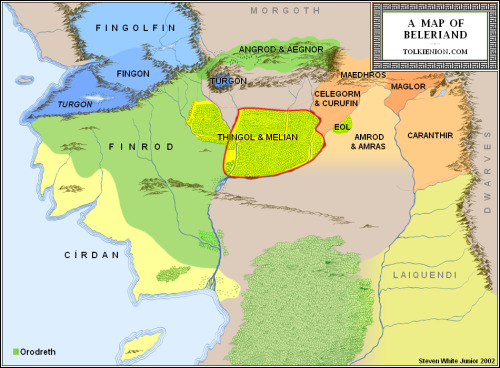 omnomnomwisenom:hereff:dwimmerlaiks:undoherdamage:mapsontheweb:The Realms of Tolkien’s Beleriand#uhm