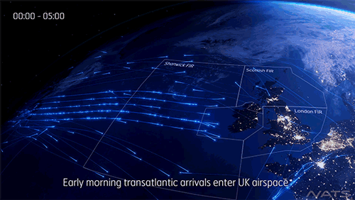 a380flightdeck:A beautiful visualization of the airspace over the UK.