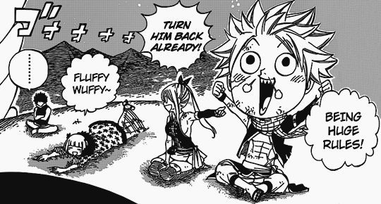 fairytailwitch:  a way too happy and gigantic-headed natsu being the dork that he