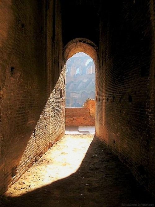 Inside the Colosseum, Rome, Italy. Photographer unknown. &ldquo;While the Coliseum stands, Rome sha