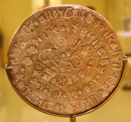 fyeah-history: The Phaistos DiscThe Phaistos Disc (also spelled Phaistos Disk, Phaestos Disc) is a d
