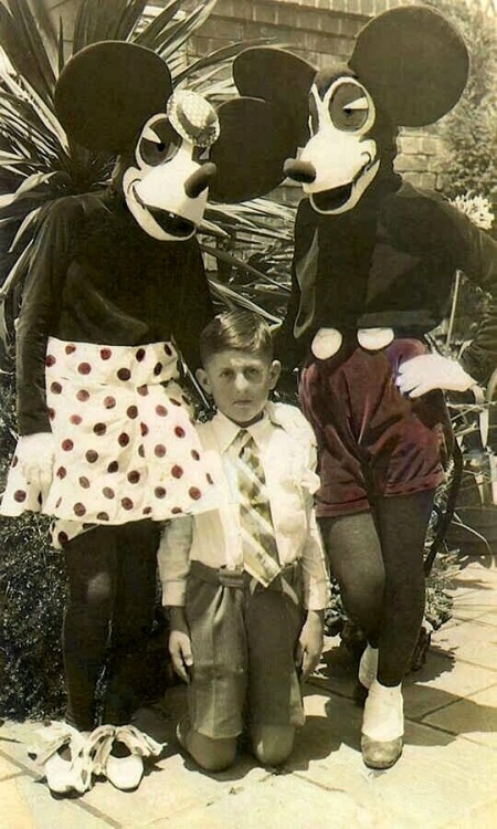 Mickey and Minnie Mouse costumes, 1930s.