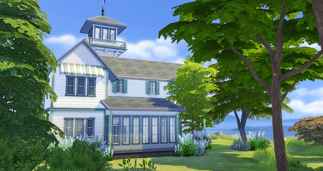 Here is the second house I have built for my remake of the Island off the coast in Windenburg. It is based on a Victorian utilitarian design of a lighthouse found in California. The design translates well to TS4 and looks right at home on the island....