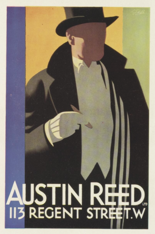 Tom Purvis, poster illustration for Austin Reed poster, from Commercial Art, 1927. England. Via maga