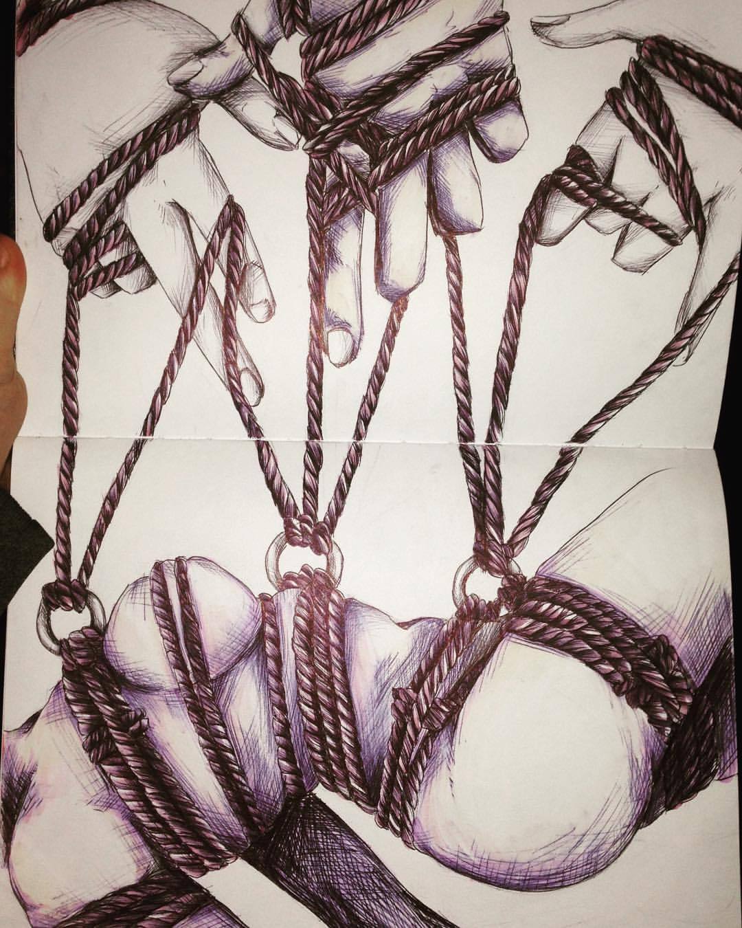 pyrowaffle:  I think bondage is very beautiful #bondage #art #sketchbook #copic #rope#ropes#ties#BDSM#bound#artistsoninstagram