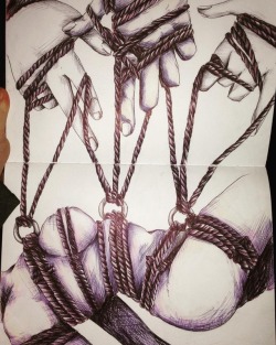 pyrowaffle:  I think bondage is very beautiful #bondage #art #sketchbook #copic #rope#ropes#ties#BDSM#bound#artistsoninstagram #doodle#ballpoint #body#kink#love#beauty#artlover