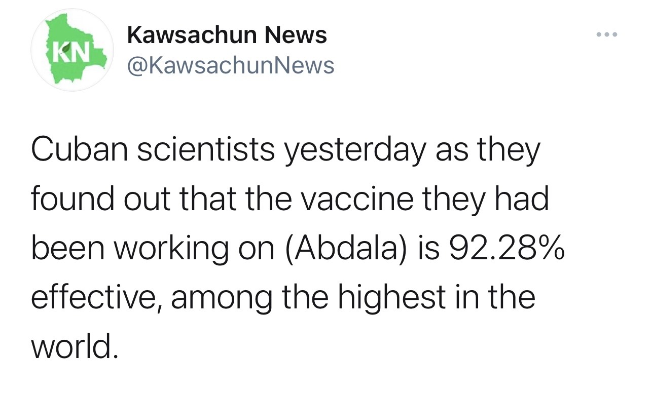 odinsblog:Cuba’s Abdala Vaccine is 92% EffectiveClinical trials on Cuba’s vaccine