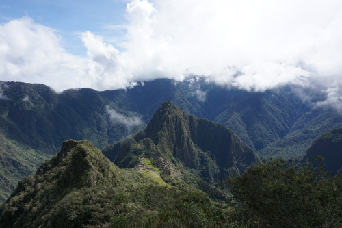 Day 5 of the Salkantay trekViews of clouds covering the mountains around Machu Picchu early in the m