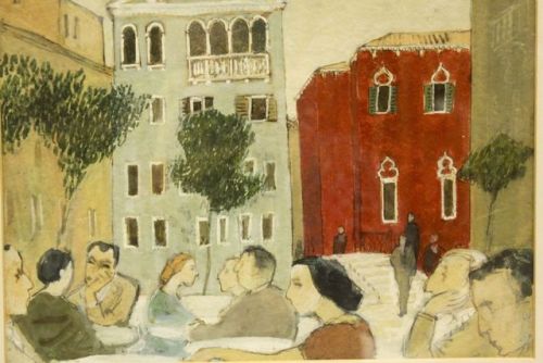 Terrace, Venice    -    Olle Nyman, 1937Swedish, 1909-1999Oil on canvas, 24 x 31 cm.