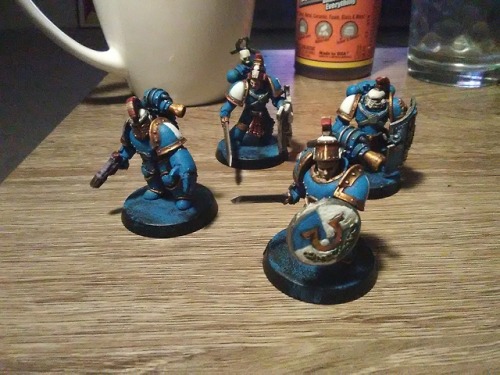 Finished up a squad of Ultramarines veteran legionaries (still need transfers) and also the sgts of 