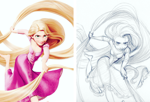 mickeyandcompany:  Sketches (by Glen Keane) and final animation 