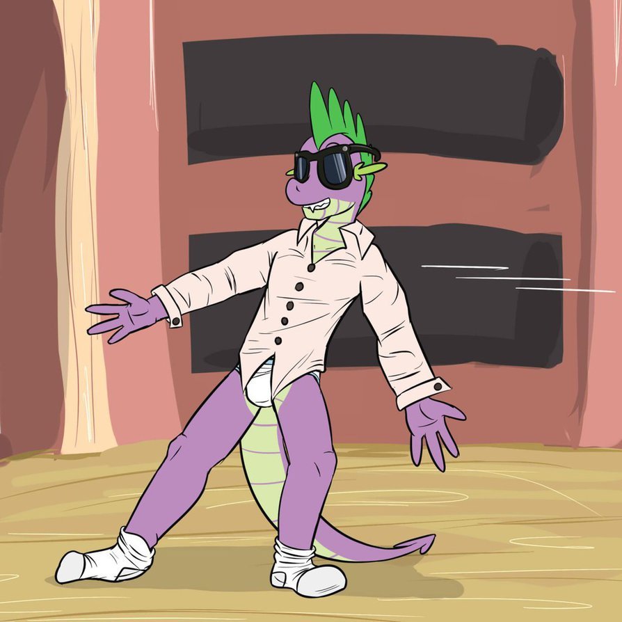 Art by Fuzebox. Anthro Spike re-enacting the famous scene from Risky Business.