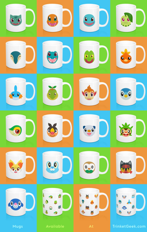 trinketgeek: Chibi Starter Mugs I’ve made mugs for all of the starter pokemon! All starters ar