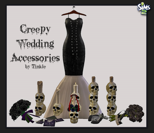 Creepy WeddingIncludes 11 New Meshes: - 5 Creepy Skull Candles- 1 Creepy Skull Candle Centerpiece - 