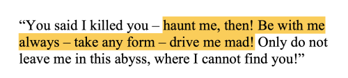 marchentime: litaratura:Emily Brontë, Wuthering Heights [ID: Text with some parts highlighted in y