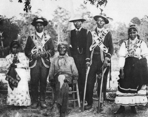 Mississippi Choctaw in traditional clothing, ca. 1908