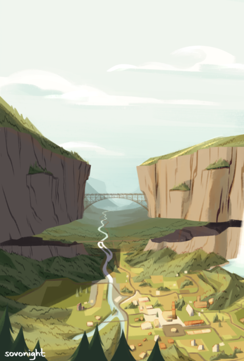 sovonight:the full cover art i drew for my ford zine! yes i’m emphasizing the landscape versus ford,