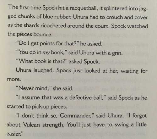 Spock and Uhura have a racketball date