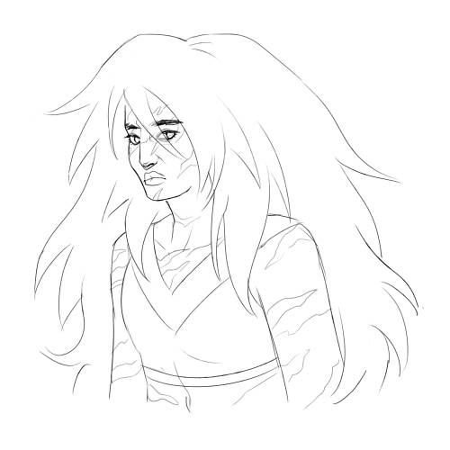 a human jasper for the soul [ID: an uncolored black and white digital sketch of Jasper from Steven U