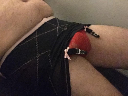 My new black girdle with red panties of course