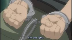 gidmintchocolate:  Higurashi no naku koro ni kai : Episode 22 time mark : 7:50(A hogtie with handcuffs and tape gag …………………Right down my fetish alley &lt;3 )  