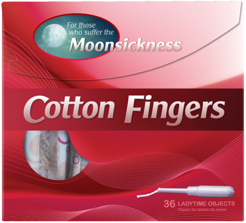 thranduskul:  crowleyslittleminion:  whataremonsters:  benedictcumberassbutt:  hellotailor:  liartownusa:  Cotton Fingers package  36 ladytime objects  i refuse to call me period anything other than moonsickness now  We are in fact werewolves  Fun fact: