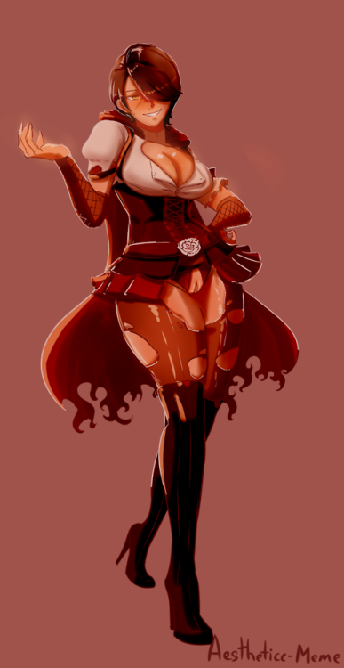 aestheticc-meme:  Ruby Rose(?)“Red is MY colour”Commission for Dr.Science on discord of Cinder in Ruby’s “clothes”I like slutware