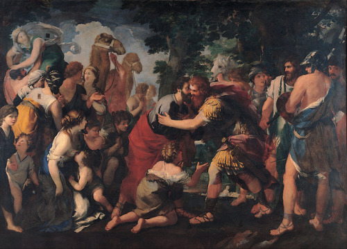 Meeting between Esau and Jacob, Giovanni Maria Bottala (”Raffaellino”), between 1636 and