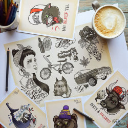 riklee:  I like my sugar with coffee and cream.No sleep ‘til I finish packing these orders… Prints and card sets (plus loads of other good things) available at my store.  Happy weekend y’all. xx
