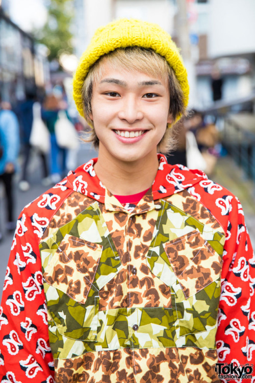 tokyo-fashion:  18-year-old Yuma on the street in Harajuku wearing a paisley look by the Japanese menswear label Ganryu Comme Des Garcons. Full Look