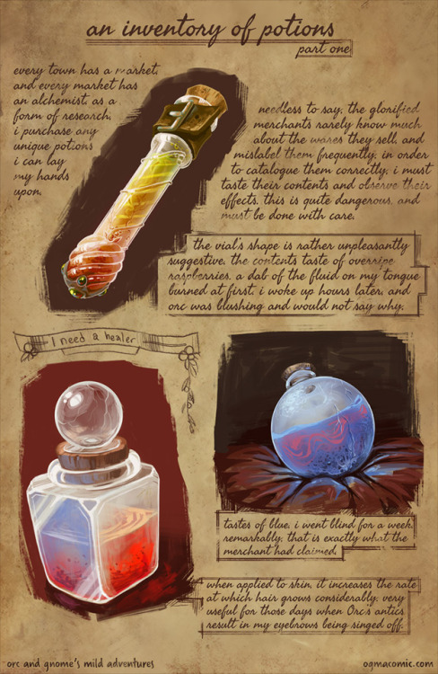 mostuncomfortable:Gnome’s back and he’s got more of his bottles and potions to show off!First off, a