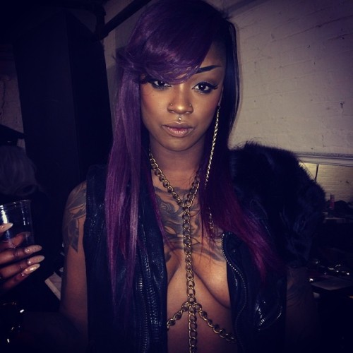 I love this purple. Shout out to my awesome hair stylist @mikeyroxx of the company Hair Salvation. B
