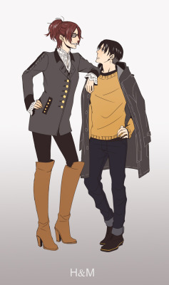 messysketchpad:  Request: Levi and Hanji in H&amp;M