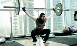 iron-truths:  Reclaiming Fitspo - Amna Al Haddad  DUBAI, United Arab Emirates — In a private gym tucked away in the warren of villas in the ritzy Jumeirah district here, Amna Al Haddad, a 22-year-old, adjusted her head scarf, bent to a dumbbell rack