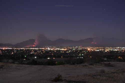 Blue Cut Fire captured from Apple Valley, Ca. 17 August 2016. The Blue Cut Fire was a wildfire in th