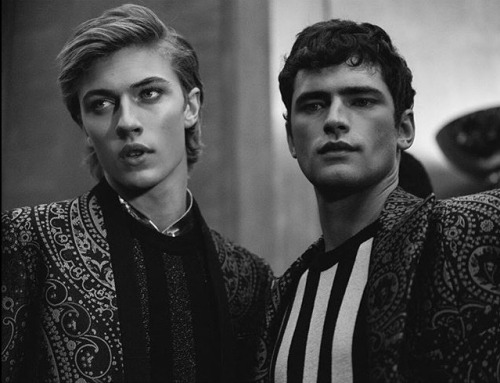 rickysrunway:Lucky Blue Smith and Sean O'Pry Backstage at Balmain Men’s RTW Fall 2016