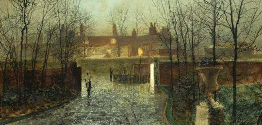 Arriving in the hall, 1878, John Atkinson Grimshaw Medium: oil,cardboard ...