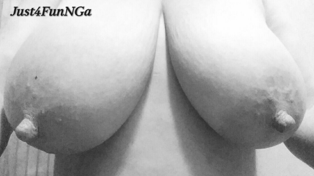 just4fun1975:  She sent Him this picture earlier today. She has it all. Big tits.