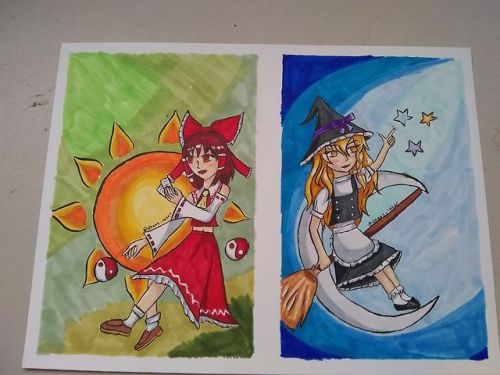 Sorry I literally never have any motivation to draw lately but!!! Some traditional Touhou’s from the