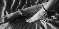 lilred2465:  The feeling when you’re reaching your peak an your toes curl up as you relase.    Feeling of the handcuffs around your ankles, the cold metal brushing against your skin making that much more intense. 