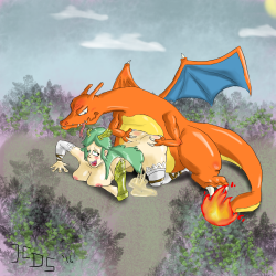 Palutena and Charizard getting it on. Probably