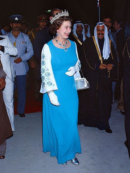 Queen Elizabeth II’s wardrobe, 1970s2. Hardy Amies, Evening dress 1979 for visit to Saudi Arabia3. I