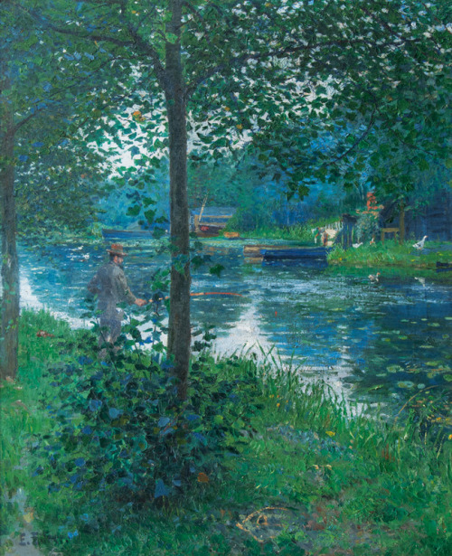 Summer impression with Anglers  -   Ernest Eitner  1900German 1867-1955Oil on canvas ,   60 x 50 cm,