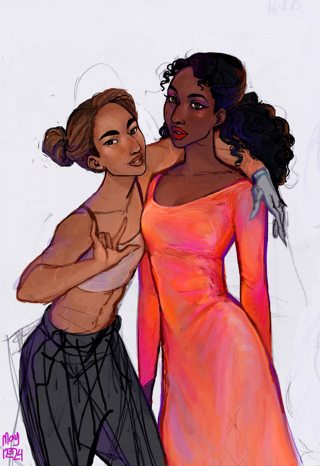 may12324:  Cinder and Winter. Just experimenting with art styles and with colours,