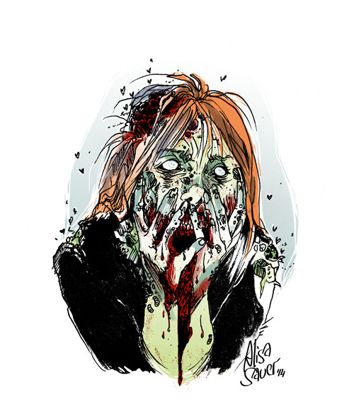 Inktober + Halloween = ZOMBIETIME.
(traditional ink + digital colour)
Check out my artblog!
http://lovelongdead.tumblr.com/