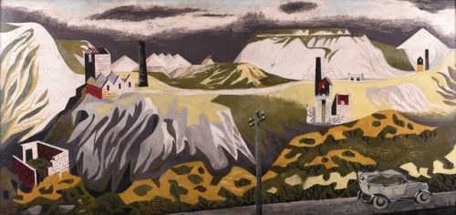 Mary Adshead. The Old Rolls on Bodmin Moor; China Clay Landscape. 1950. Varnished tempera on board. 