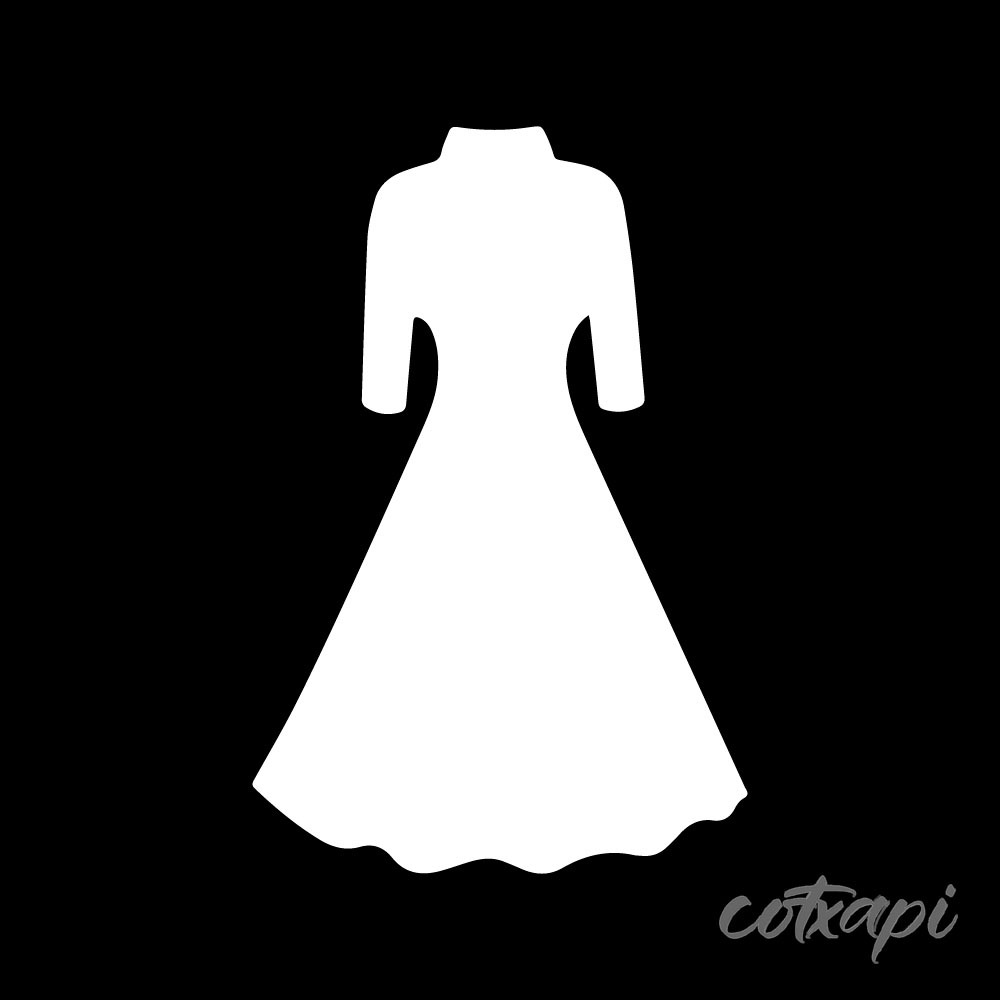 Girl Woman Ladies Dress Design Fashion Clothing Icon Set in Vector Dress Illustration Outline Art