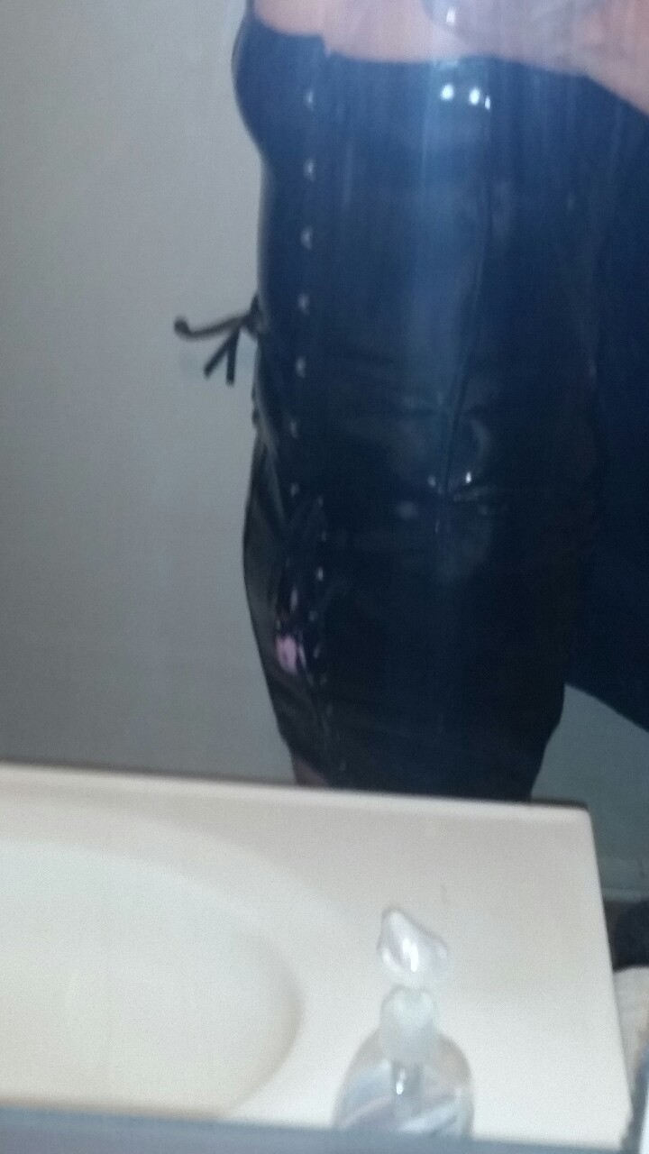 My new c cup breast forms an body corset . Also still In my sissy pink chastity.