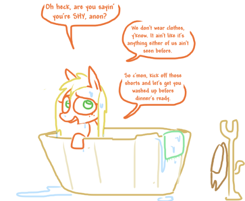 tgweaver:  A friendly pony tries to talk a self-conscious man out of his insecurities